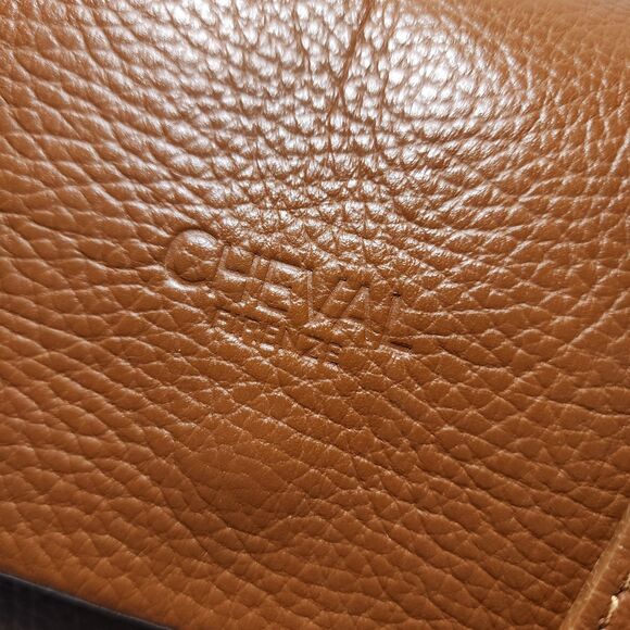 CHEVAL Firenze Italy Purse Brown Pebbled Leather Crossbody Foldover Flap Bag - Picture 2 of 16